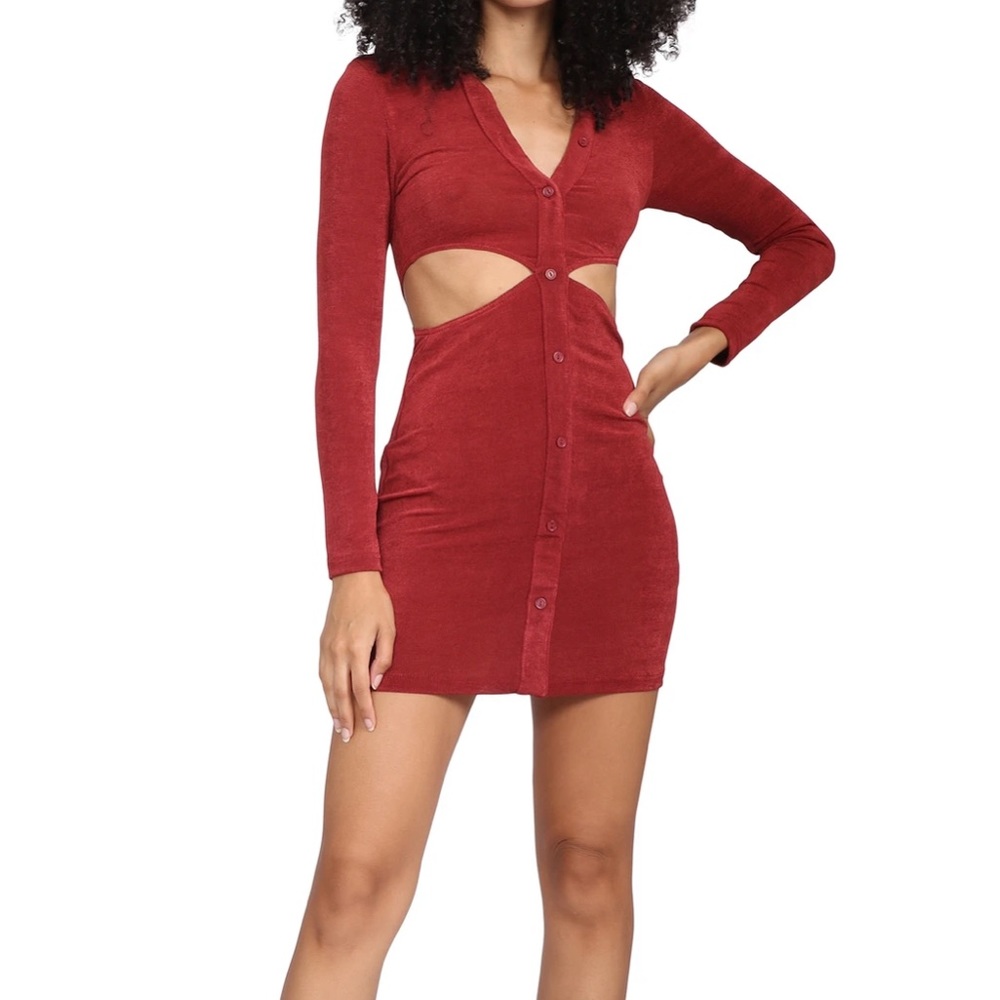 Gab & Kate Button Detail Cut Out Mini Dress worn 1